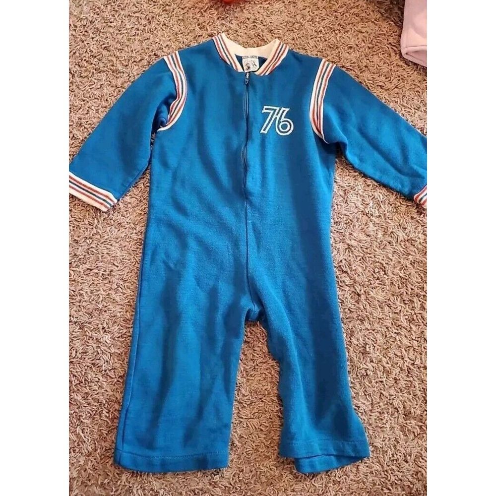 Vintage Blue Carters Baby One Piece Jumpsuit 76 Outfit Olympic Style‎